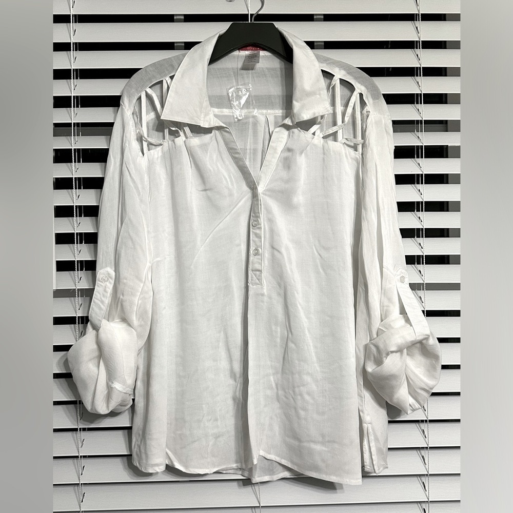 Krazy Kitty Roll-Up Sleeve Button Down Shirt Size 3X